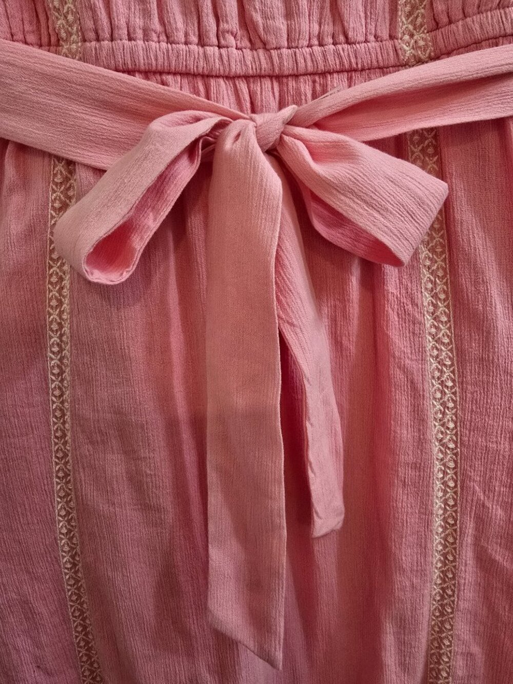 Talbots Embroidered Gauze Belted Maxi Dress - Pink - Picture 6 of 10